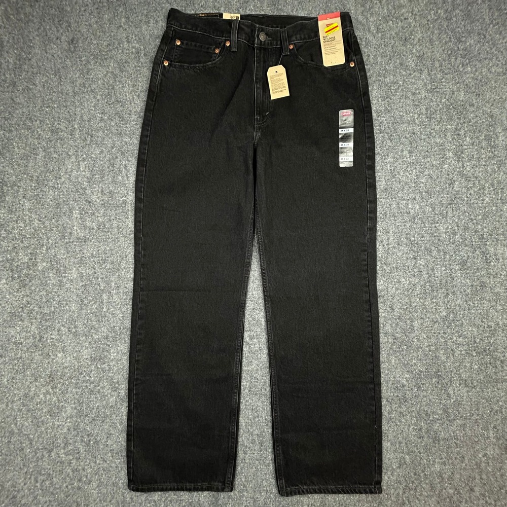 Levi's 565 '97 Loose Straight Jeans Mens 34x32 Black Baggy Skate Denim Pants Y2K